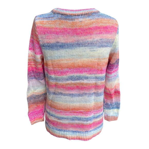 Gap Pastel Rainbow Space-Dyed Sweater Womens Sz S Feminine Soft Girl Striped - Picture 6 of 10